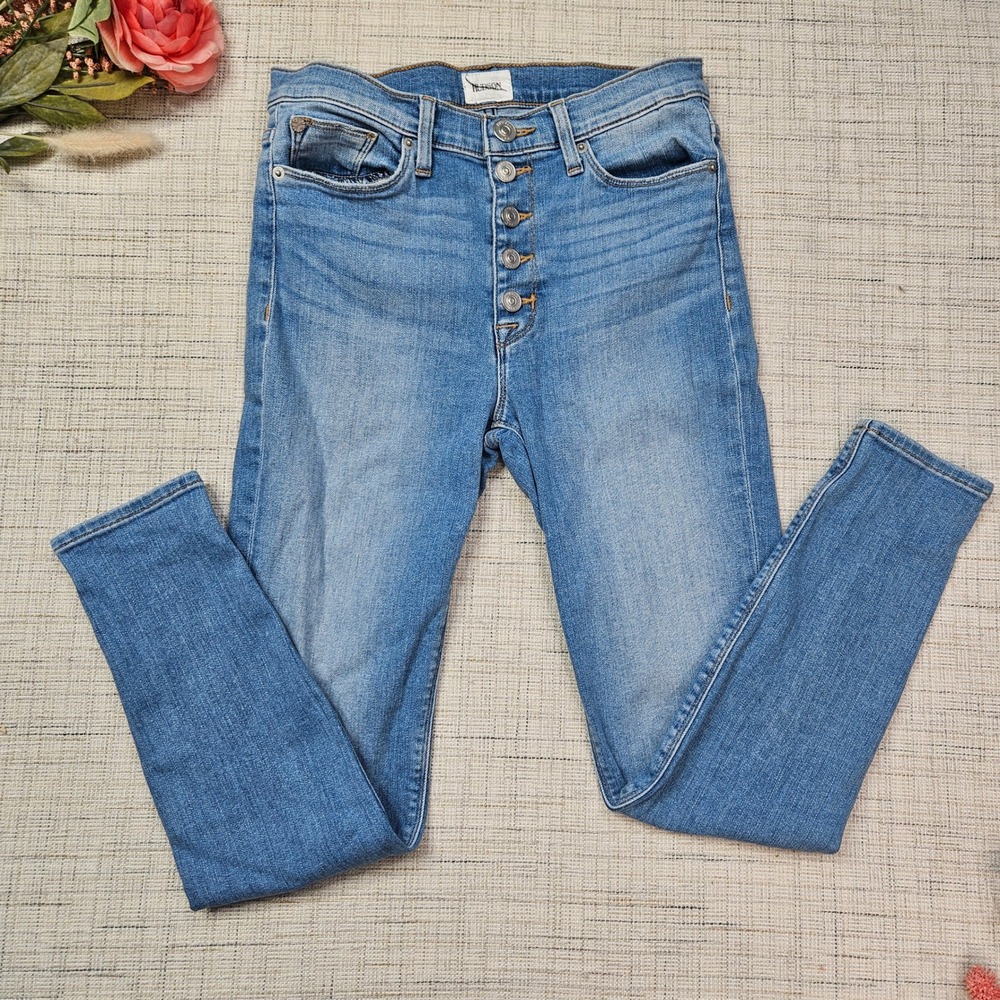 Hudson Ciara High Rise Ankle Super Skinny Jeans Blue Button Fly Size 28